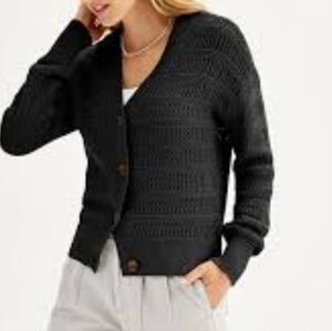 Sonoma Goods For Life Womens Button Front Long Sleeves Cardigan Black Size Large